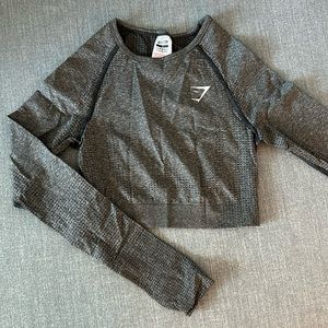 Gymshark Cropped Seamless Long Sleeve Top Dark Gray Size Small